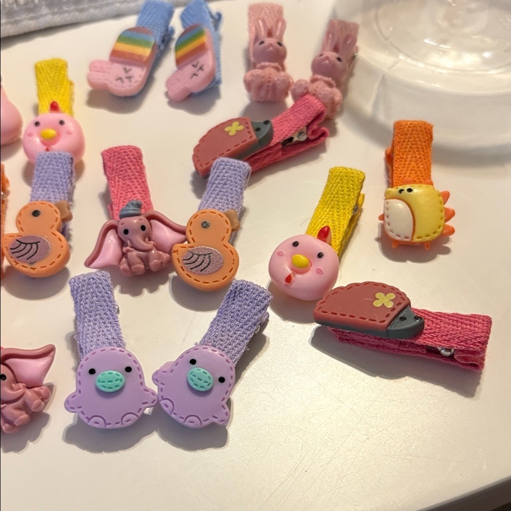 Colorful Animal Hair Clips Set